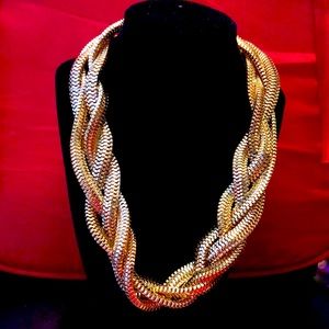 Braided gold plated necklace